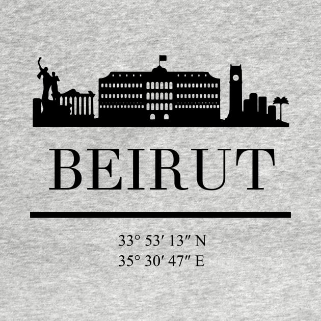 BEIRUT LEBANON BLACK SILHOUETTE SKYLINE ART by deificusArt